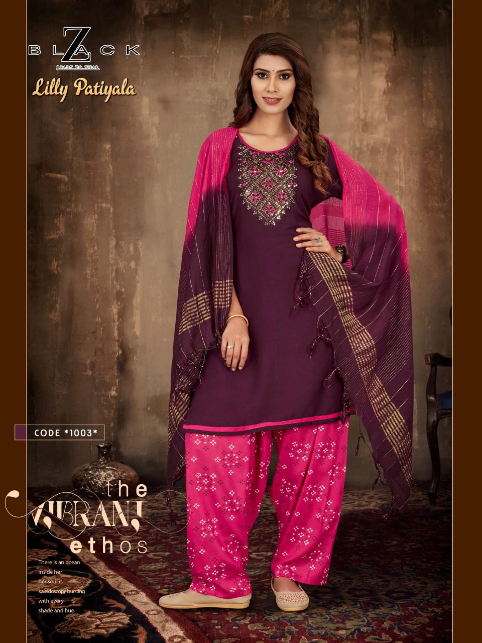 Lilly patiyala Z Black Rayon Patiyala Readymade Suits